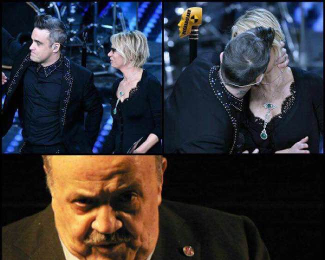 Maurizio Costanzo arrabbiato con Maria De Filippi per il bacio a Robbie Williams