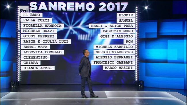Sanremo 2017 la scaletta programma della prima serata del festival
