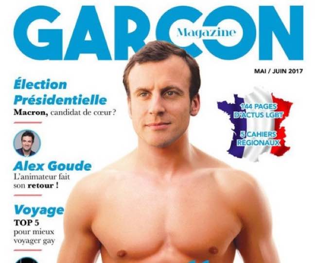 Macron Presidente della Francia e in copertina con addominali scolpiti